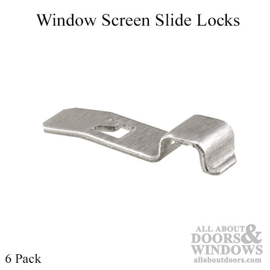 Window Screen Slide Lock , 1-1/2 inch length - 6 pack