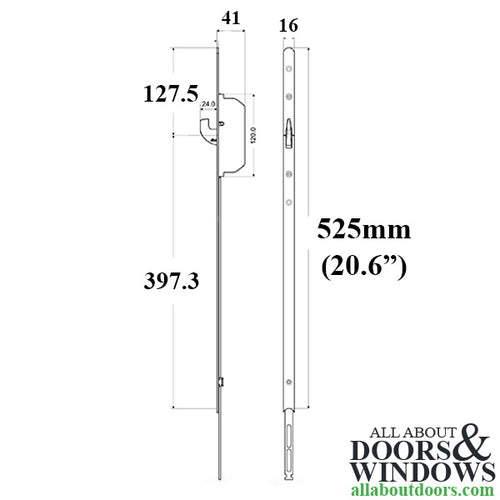 G-U Extension 525mm with SECURY SH2 Lock Point, for 10' Door - Stainless Steel - G-U Extension 525mm with SECURY SH2 Lock Point, for 10' Door - Stainless Steel