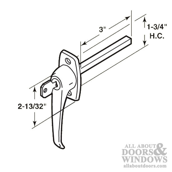 Brass L-Handle with 2-7/8 Inch Shaft - Sturdy and Stylish - Brass L-Handle with 2-7/8 Inch Shaft - Sturdy and Stylish
