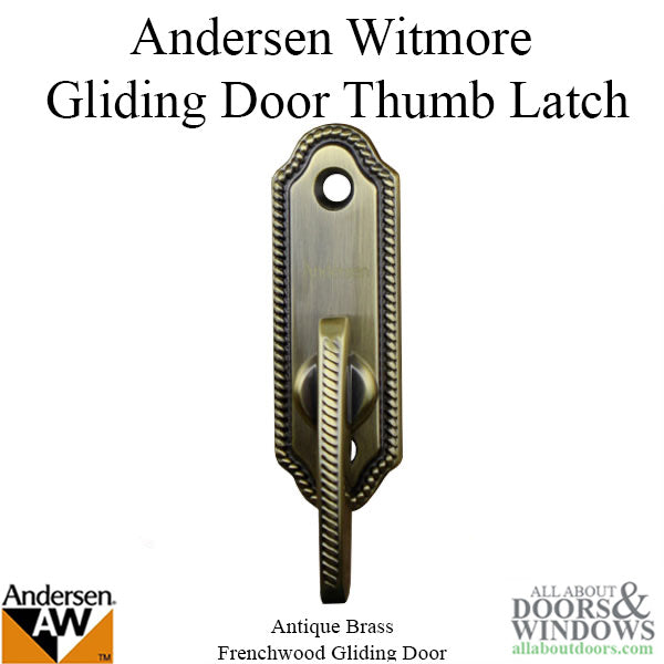 Andersen Frenchwood Gliding Door - Thumb Latch - Whitmore - Antique Brass - Andersen Frenchwood Gliding Door - Thumb Latch - Whitmore - Antique Brass