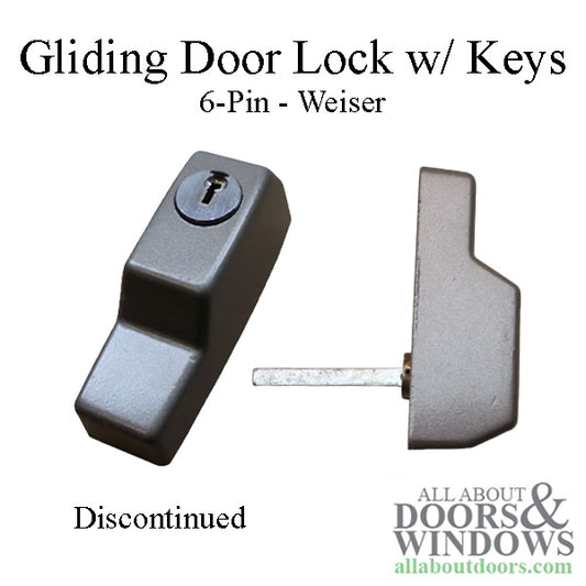 Discontinued - Andersen 2 Panel Gliding Door Exterior 6 Pin Lock Cylinder w/ Keys - Stone