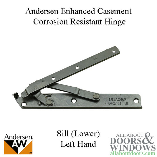 Andersen 22 Inch Enhanced Casement Corrosion Resistant Straight Arm Sill Hinge, Left