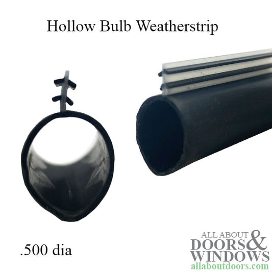 Hollow Bulb Weatherstrip, .500 diameter Kerf Type - Black