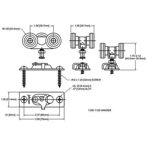 Johnson Hardware Sliding Door/Pocket Door Hanger Ball Bearing 1125-1 Inch Wheel, 200 lb Capacity - Johnson Hardware Sliding Door/Pocket Door Hanger Ball Bearing 1125-1 Inch Wheel, 200 lb Capacity
