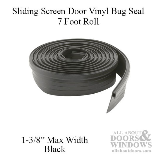 Vinyl Bug Seal for Sliding Screen Door - 7 Foot Roll, Black