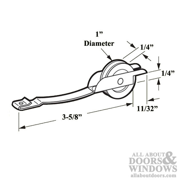 Straight Spring Tension Roller with 1 Inch Wheel for Sliding Screen Door - Choose Wheel Material - Straight Spring Tension Roller with 1 Inch Wheel for Sliding Screen Door - Choose Wheel Material