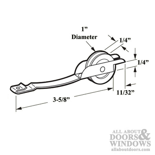 Straight Spring Tension Roller with 1 Inch Wheel for Sliding Screen Door - Choose Wheel Material - Straight Spring Tension Roller with 1 Inch Wheel for Sliding Screen Door - Choose Wheel Material