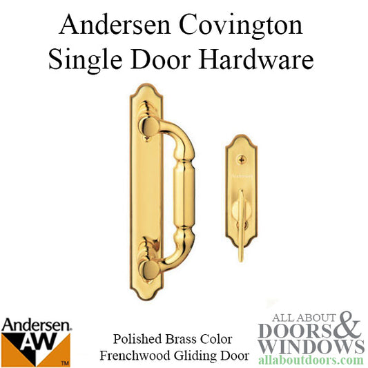 Andersen Frenchwood Gliding Door Trim Hardware, Covington, 2 Panel Interior and Exterior  - Polished Brass