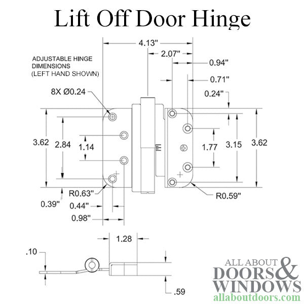 M3 Dual Adjustable Lift Off Hinge, Concealed Ball Bearings, Left
Hand as Shown - M3 Dual Adjustable Lift Off Hinge, Concealed Ball Bearings, Left
Hand as Shown