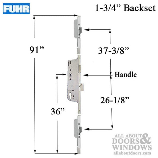 16mm Fuhr Hook Version 3-Point Lock, 1-3/4" Backset, 91" Length