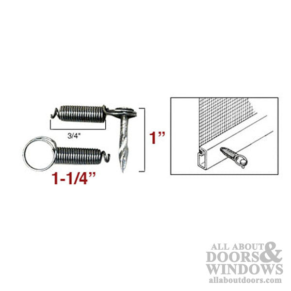 Window Screen Spring Latch, 1-1/4 Inches, Steel - 6 Pack - Window Screen Spring Latch, 1-1/4 Inches, Steel - 6 Pack