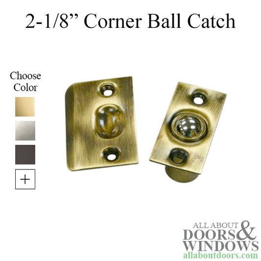 Square Corner, Steel Ball Catch 2-1/8'' x 1'' - Choose Finish