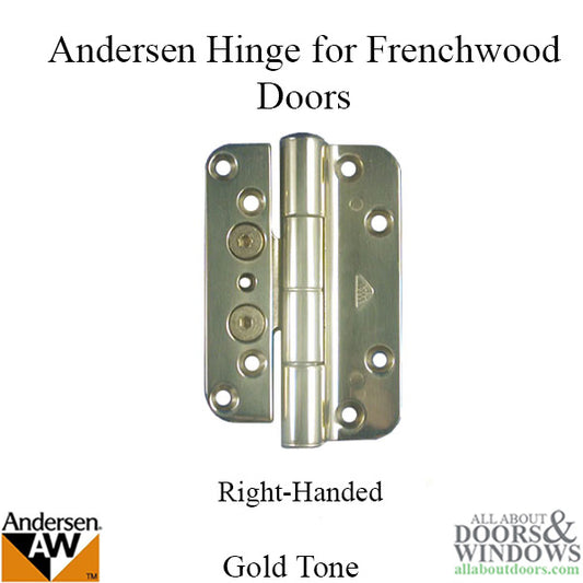 Discontinued - Andersen 1992-2005 Frenchwood door Hinge, Right Hand - Goldtone