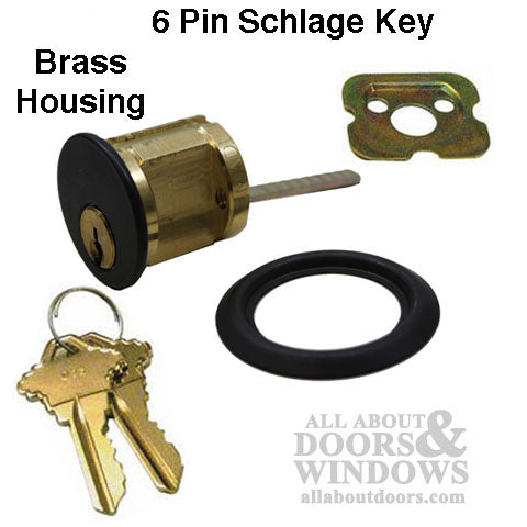 Rim Cylinder, 6 pin Brass Schlage SC4 Lock- 10B Bronze