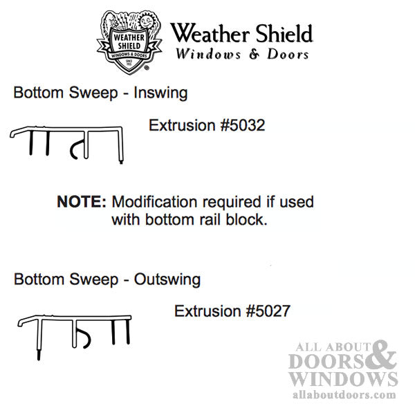 Outswing Door Bottom/ Sweep, snap-in 1 Barb - Discontinued - Outswing Door Bottom/ Sweep, snap-in 1 Barb - Discontinued