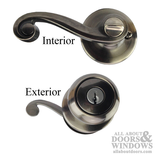 Kwikset Copa x Lido US15A 400 Right Hand Keyed Entry Lock - Antique Nickel - Kwikset Copa x Lido US15A 400 Right Hand Keyed Entry Lock - Antique Nickel