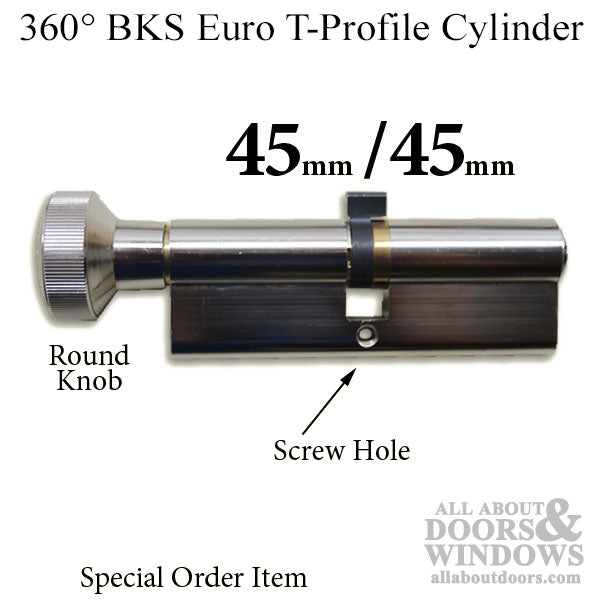 45 /45 G-U/Ferco BKS 360° Euro Profile Cylinder Lock, T profile - Silver - 45 /45 G-U/Ferco BKS 360° Euro Profile Cylinder Lock, T profile - Silver