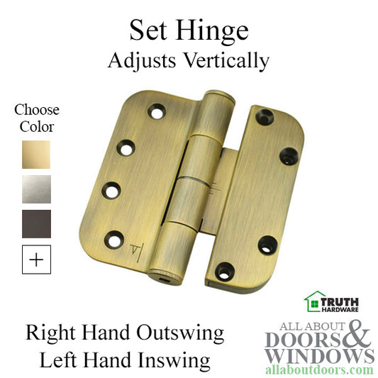 Truth Sentry Hinged Door Adjustable Set Hinge, RHO / LHI, 4 x 4 inches