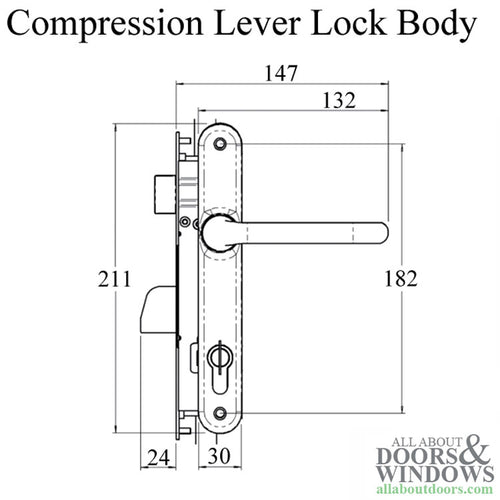 Interlock Lever Compression 24mm 2-4-Point Lock, 40/85, 1/2