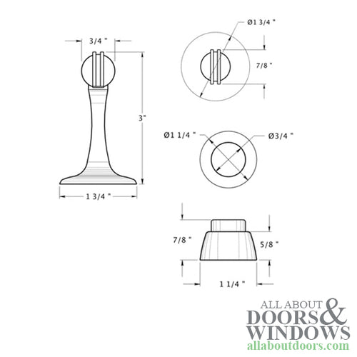 Magnetic Door Holder with Round Base 3 Inch Projection - Magnetic Door Holder with Round Base 3 Inch Projection