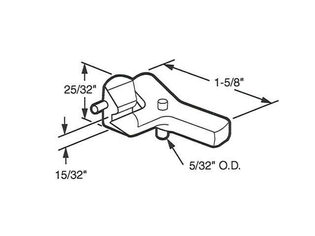 Diecast Latch Hook for Sliding Patio Door Aluminum Finish - Diecast Latch Hook for Sliding Patio Door Aluminum Finish