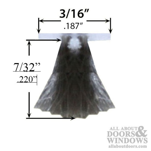 Fuzzy Weatherstrip .187 Backing x .220 Pile with Fin seal - Fuzzy Weatherstrip .187 Backing x .220 Pile with Fin seal