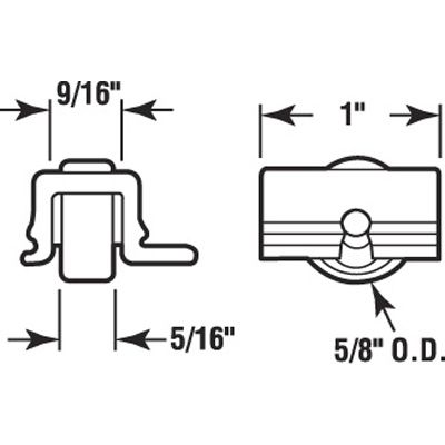 Roller Assembly (Flat) - Sliding Windows, Nylon Ball Bearing - Roller Assembly (Flat) - Sliding Windows, Nylon Ball Bearing