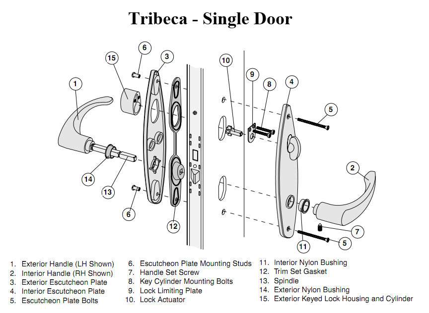 Andersen Door Handle For Hinged Patio Door Non Keyed Tribeca Hardware Kit - Andersen Door Handle For Hinged Patio Door Non Keyed Tribeca Hardware Kit