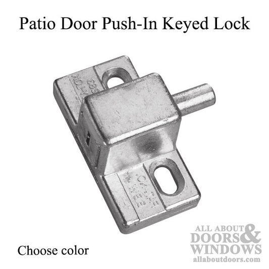 Patio Door Push-in Keyed Lock - Choose Color