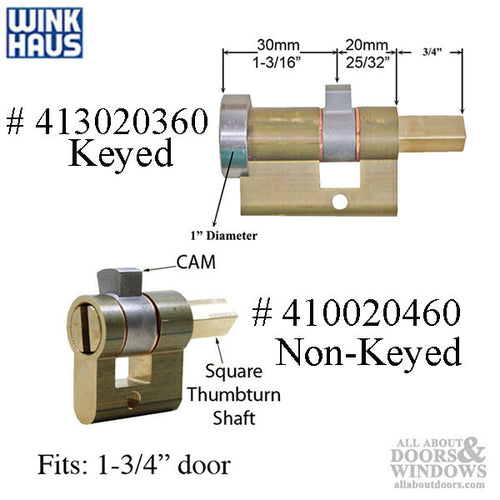 00/30T Winkhaus  Eclipse 2-1/4 / 57 mm Half Cylinder - 00/30T Winkhaus  Eclipse 2-1/4 / 57 mm Half Cylinder