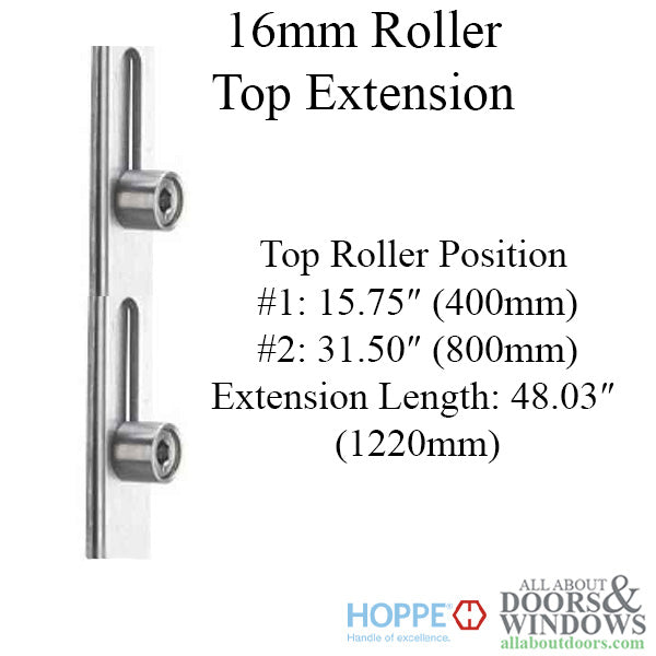 16mm Manual 4 Roller Top Extension, Rollers at 15.75