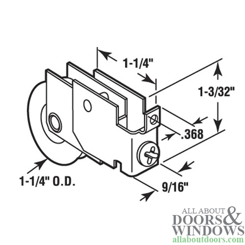 Sliding Door Roller with Adjustable Steel F Tab Style Housing Roller with Ball Bearing 1.25 Inch Steel Wheel Diameter - Sliding Door Roller with Adjustable Steel F Tab Style Housing Roller with Ball Bearing 1.25 Inch Steel Wheel Diameter