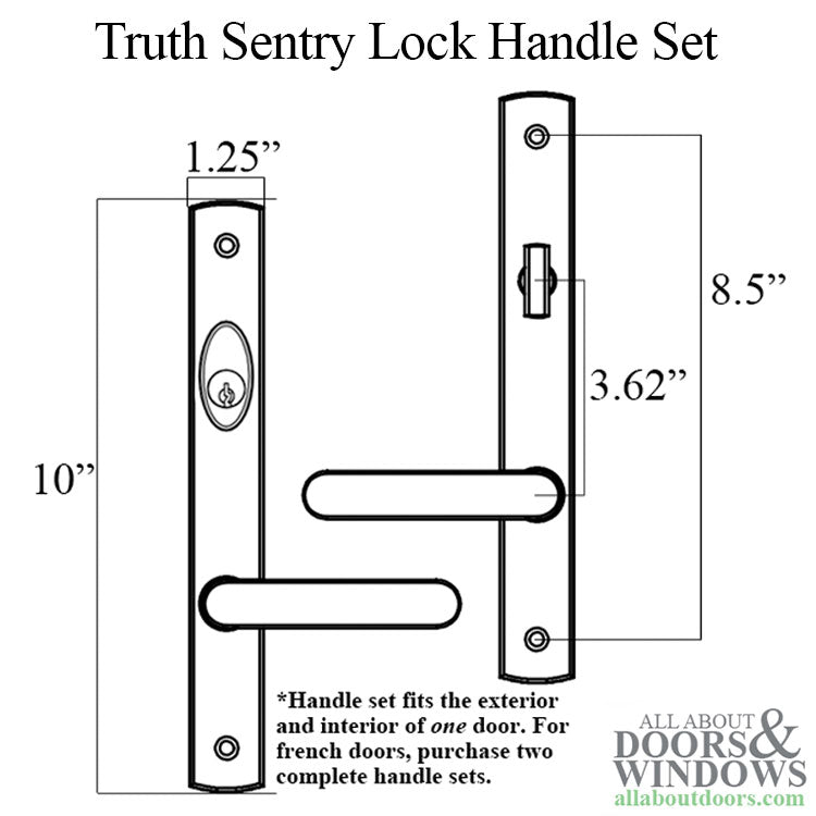 Truth Sentry Lock Handle Set, Contemporary, Painted Over Zinc, Black - Truth Sentry Lock Handle Set, Contemporary, Painted Over Zinc, Black