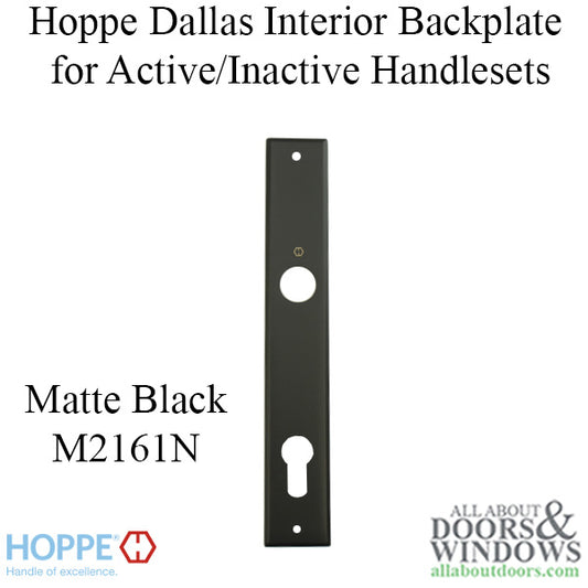 HOPPE Dallas Interior Backplate M2161N for Active/Inactive Handlesets - Matte Black