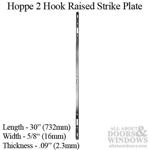 Hoppe 2 Point Sliding Door Lock Strike - 16mm Face, 2.3mm Thick, 30