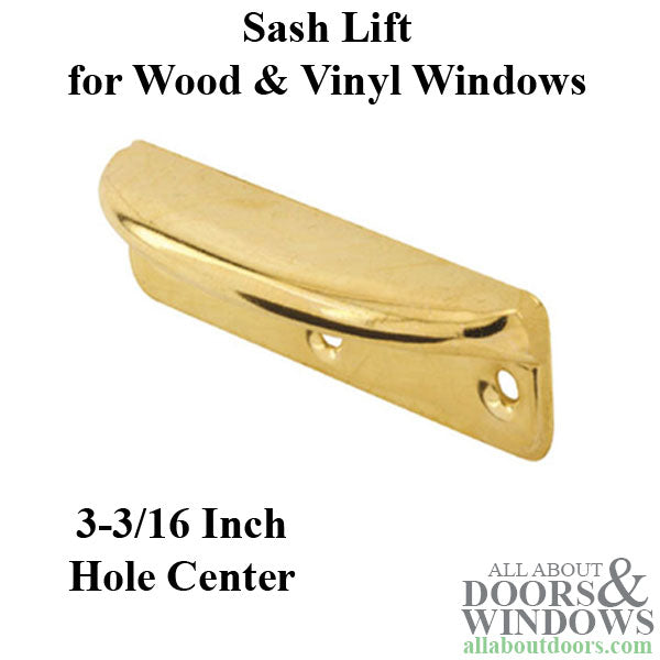 Sash Lift - Wood Sash Hardware, Stamped Steel - Polished Brass - Sash Lift - Wood Sash Hardware, Stamped Steel - Polished Brass