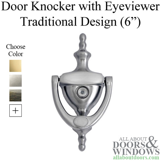 Traditional Door Knocker 6" with Eyeviewer