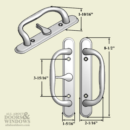 Apollo Handle Set for Sliding Patio Doors with Offset Thumbturn Non-Keyed - Apollo Handle Set for Sliding Patio Doors with Offset Thumbturn Non-Keyed