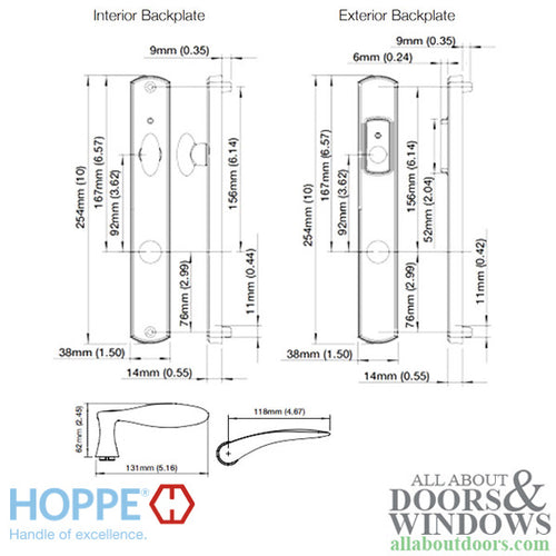 Hoppe HLS7 Handleset, Rodos, M1603/2167N, Keyed Active, Oil Rubbed Brass - Hoppe HLS7 Handleset, Rodos, M1603/2167N, Keyed Active, Oil Rubbed Brass