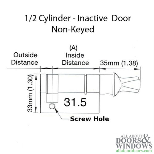 31.5/10 CES 360° Euro profile Inactive 1/2 cylinder - 31.5/10 CES 360° Euro profile Inactive 1/2 cylinder