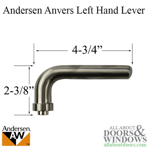Andersen Anvers Handle Left Hand Satin Nickel Finish - Andersen Anvers Handle Left Hand Satin Nickel Finish