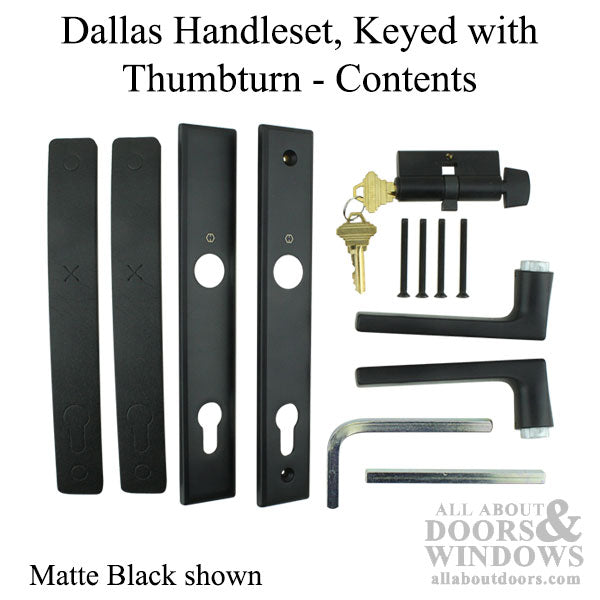 Dallas Contemporary Lever Handle, Keyed Active with Thumbturn,  M1643 / 2161N Set - Matte Black - Dallas Contemporary Lever Handle, Keyed Active with Thumbturn,  M1643 / 2161N Set - Matte Black