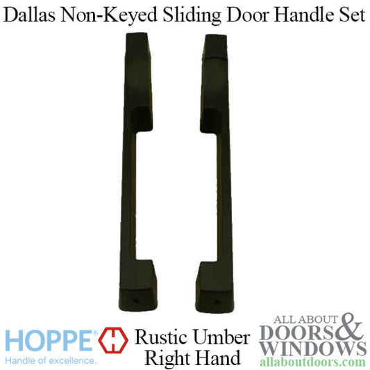 HOPPE Dallas Series Sliding Door Handle Set for HLS9000 Multipoint Locking System Right Hand Non-Keyed Rustic Umber