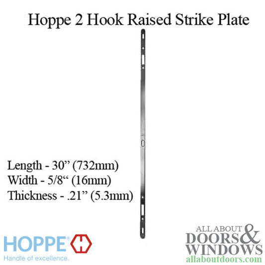 Hoppe 2 Point Sliding Door Lock Strike - 16mm Face, 5.3mm Thick, 30" Length