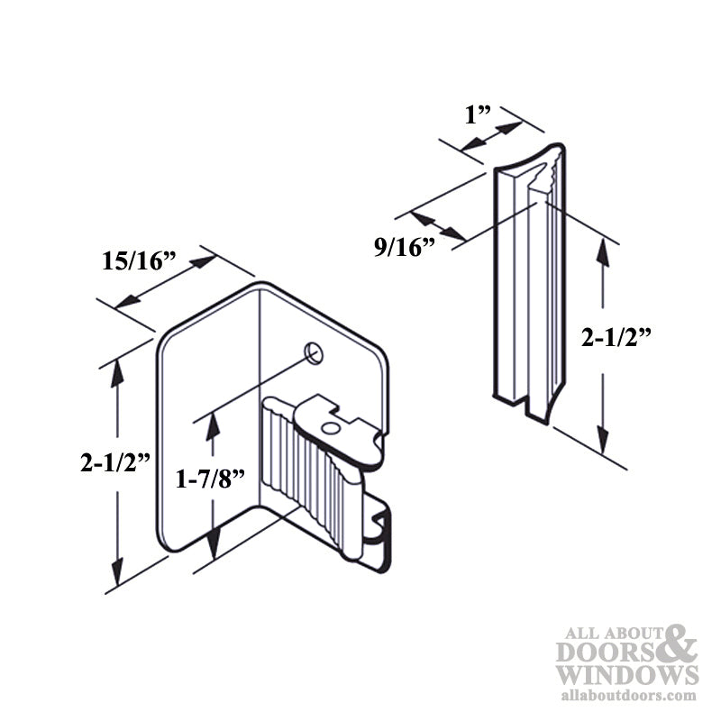 Non-Handed Clamp Style Latch & Pull for Sliding Screen Door - Aluminum - Non-Handed Clamp Style Latch & Pull for Sliding Screen Door - Aluminum