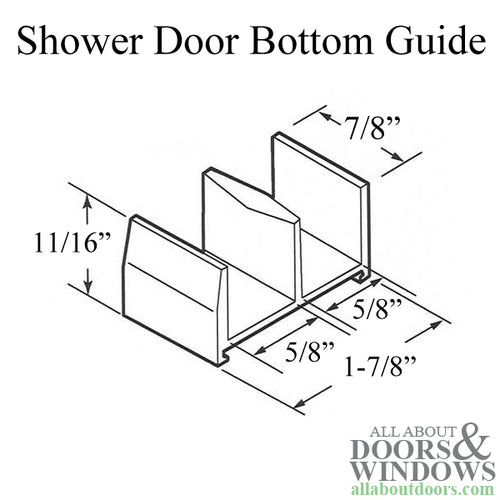 Shower Door Bottom Guide, 9/16 Opening - White - Shower Door Bottom Guide, 9/16 Opening - White