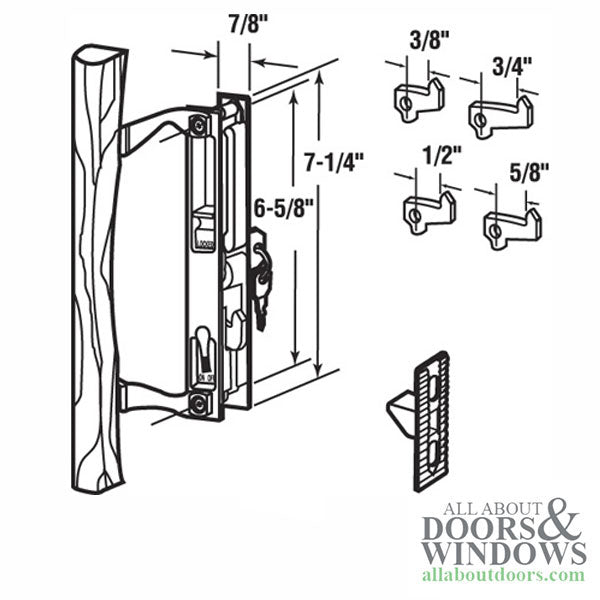 Sliding Door Handle Set - Flush Mount, Keyed, Chrome - Sliding Door Handle Set - Flush Mount, Keyed, Chrome