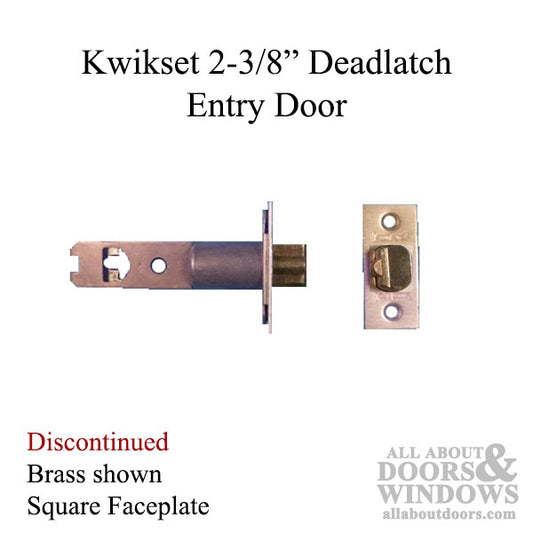 Discontinued - Kwikset Deadlatch, 2-3/8 Square Face, Entry Door - Brass