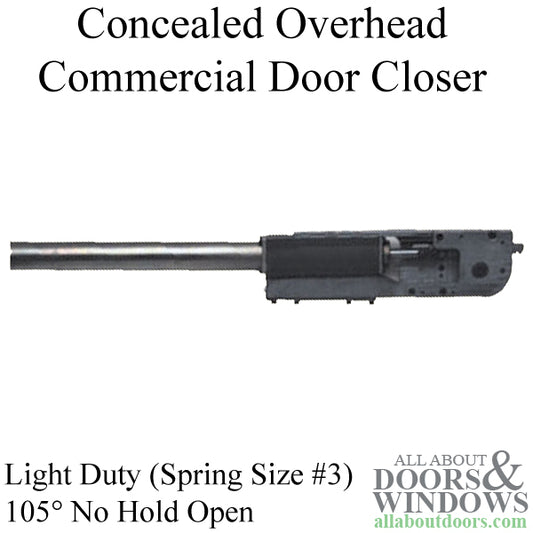 Light Duty Concealed Overhead Commercial Door Closer, 105° No Hold Open