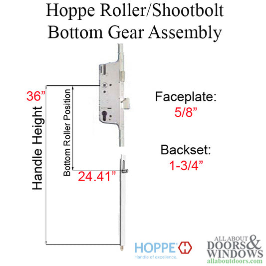 16mm Manual Gear, 45/92, Roller-Shootbolt, Roller @ 24.41", 1/2" D/B